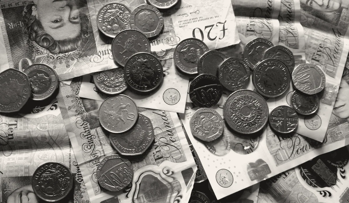 British coins and notes.