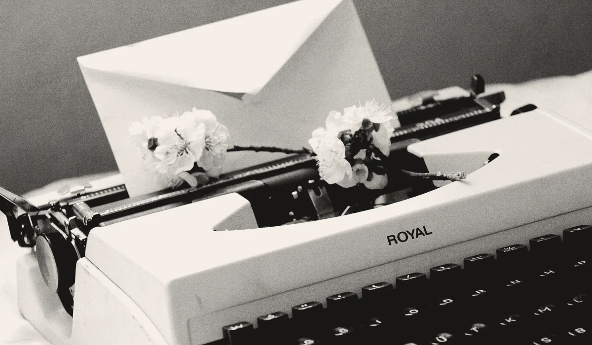 A sheet of paper in a typewriter.
